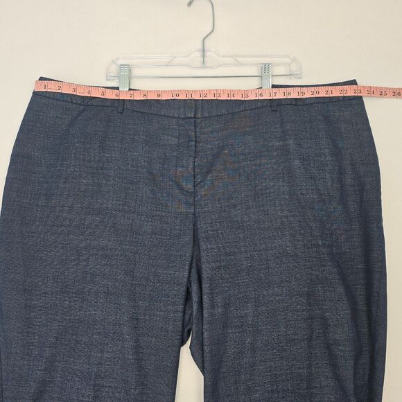 Lane Bryant Womens 26 Dark Blue Chambray Wide Leg Cuffed Stretch Trouser Pants - Picture 9 of 13